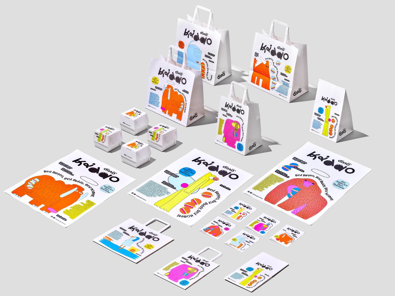 Dino Kiddo brand identity design with playful elements