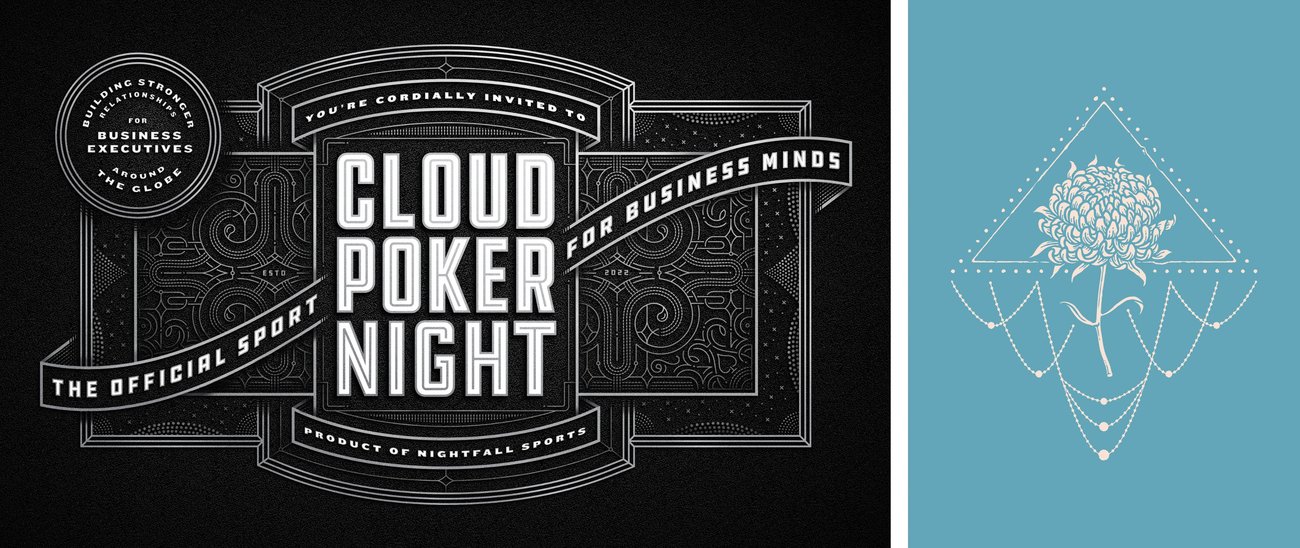 Promo design and branding for Cloud Poker Night and chapter break illustration for the graphic novel Little Bird (Image Comics) by Ben Didier