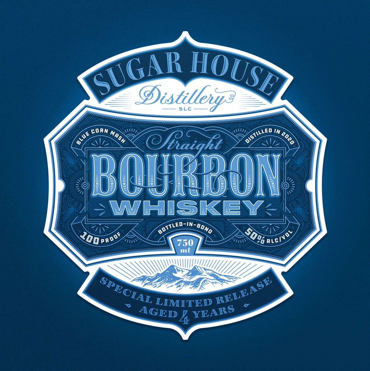 Bourbon label for Sugar House by Ben Didier