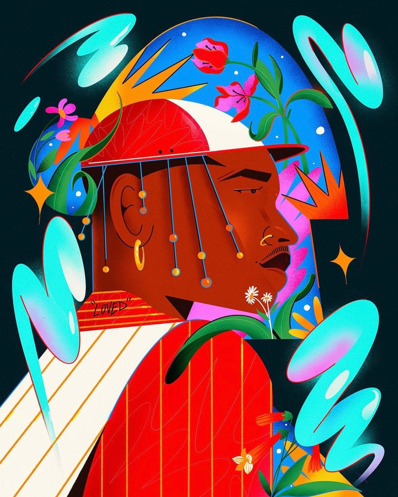 Russell Abrahams sketchbook with colorful character illustrations