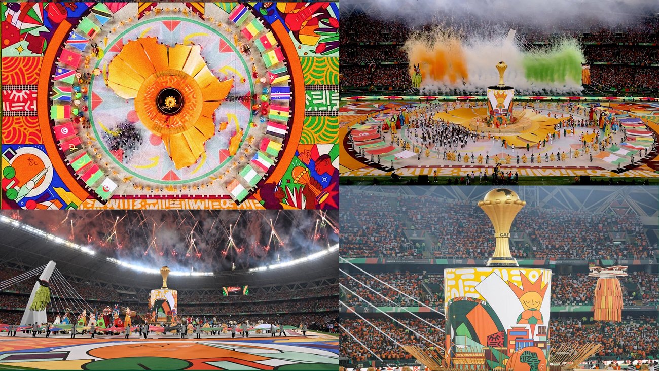 AFCON football illustration with bold African-inspired design by Russell Abrahams